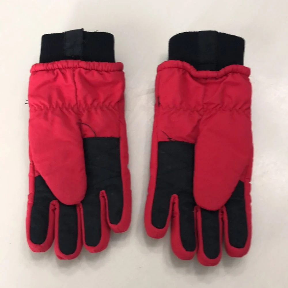 Lands' End Kids Red Mittens with Black Cuffs